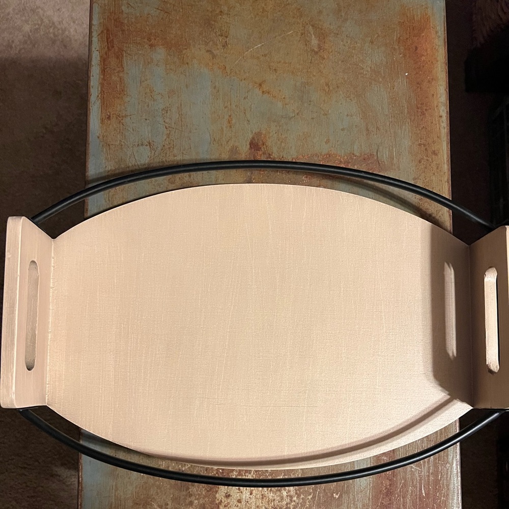 Oval Solid Wood and Iron Display/Serving Tray